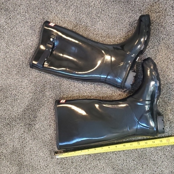 Hunter Womens Original Glossy Wellies  Classic Rain Tall lined boots shoes sz 8 - Picture 10 of 14